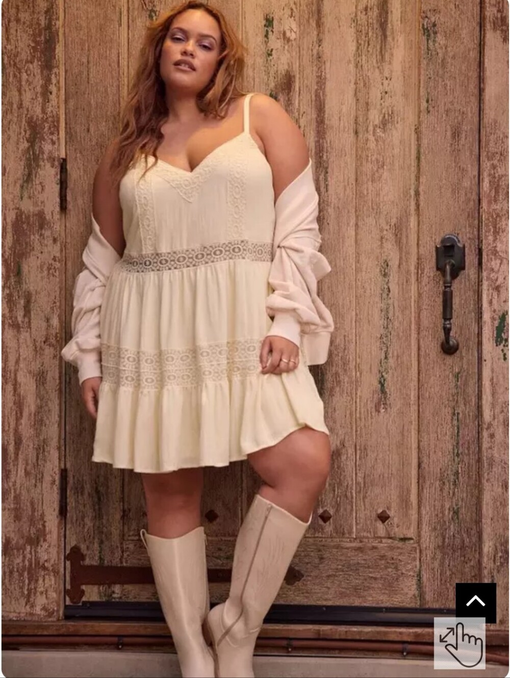 torrid Cream Lace-Trim Tiered Mini Dress